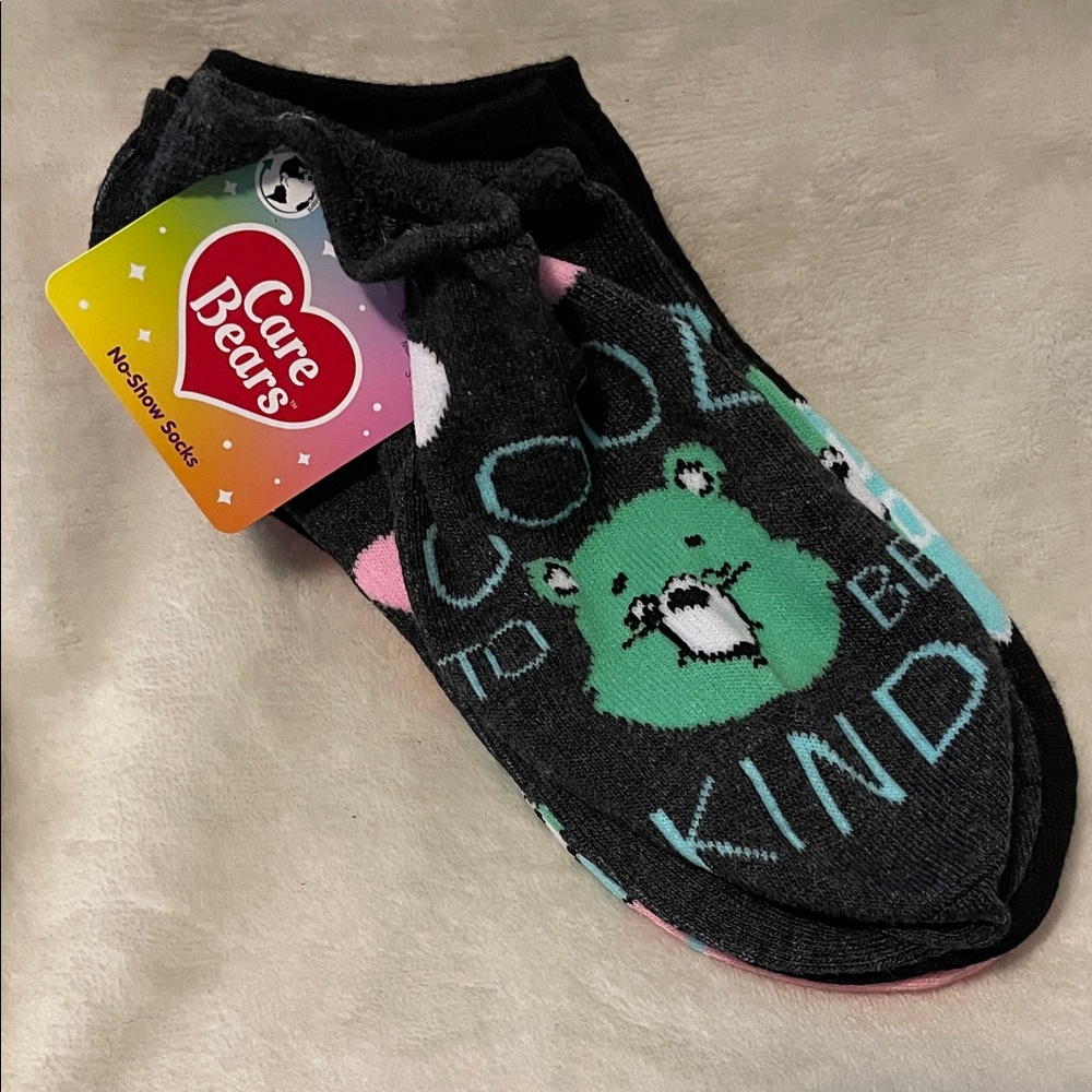 NEW Care Bears No-Show Socks - Black and Pink
